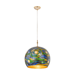 Hängeleuchte LUNA, Gold 24K, Aqua Blue