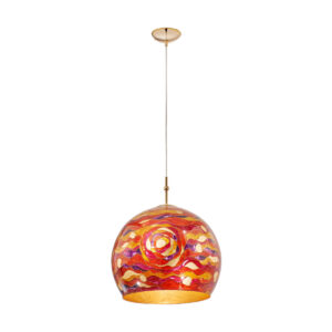 Hängeleuchte LUNA, Gold 24K, Aqua Red