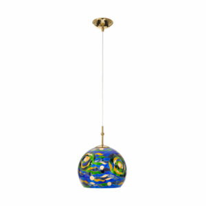 Hängeleuchte LUNA, Gold 24K, Aqua Blue