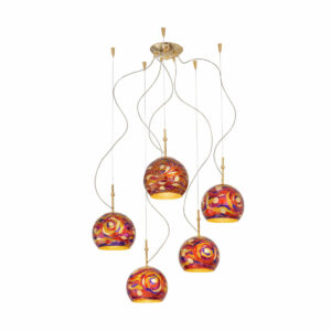 Hängeleuchte LUNA, Gold 24K, Aqua Red