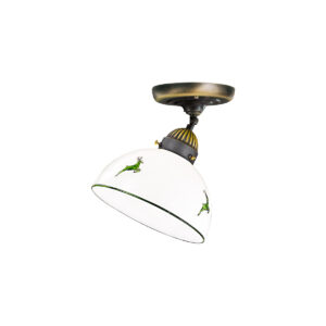 Deckenleuchte NONNA, Altmessing, Hirsch Grün D 20 cm