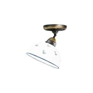 Deckenleuchte NONNA, Altmessing, Streublumen Blau, Glatter Rand D 20 cm