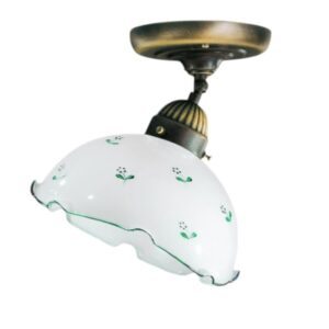 Deckenleuchte NONNA, Altmessing, Streublumen Grün D 20 cm