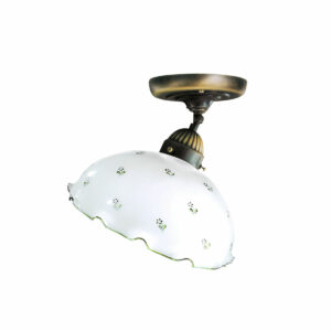 Deckenleuchte NONNA, Altmessing, Streublumen Grün D 30 cm