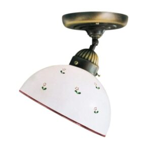 Deckenleuchte NONNA, Altmessing, Streublumen Rosa, Glatter Rand D 30 cm