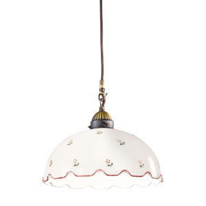 Hängeleuchte NONNA, Altmessing, Streublumen Rosa D 30 cm