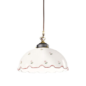 Hängeleuchte NONNA, Altmessing, Streublumen Rosa D 36 cm