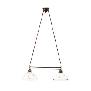 Luster NONNA, Altmessing, Streublumen Gold Glatter Rand Länge 64 cm