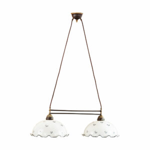 Luster NONNA, Altmessing, Streublumen Blau Länge 75 cm