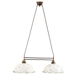 Luster NONNA, Altmessing, Streublumen Grün Länge 75 cm