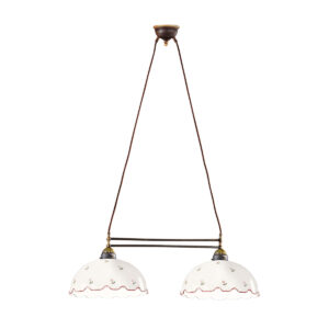 Luster NONNA, Altmessing, Streublumen Rosa Länge 75 cm