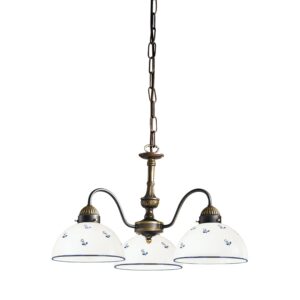 Luster NONNA, Altmessing, Streublumen Blau, Glatter Rand