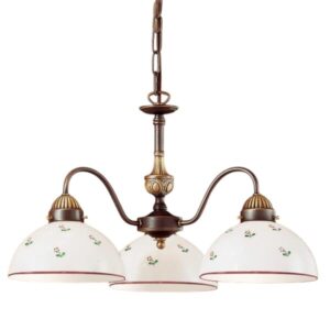 Luster NONNA, Altmessing, Streublumen Rosa Glatter Rand