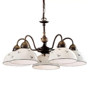 Luster NONNA, Altmessing, Streublumen Blau Glatter Rand