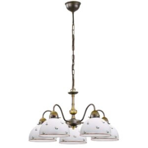 Luster NONNA, Altmessing, Streublumen Rosa Glatter Rand