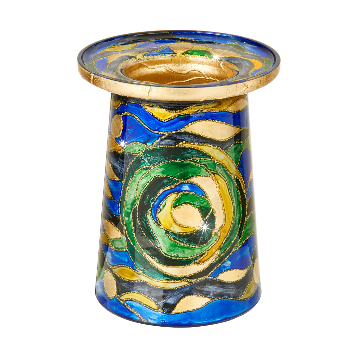 Kerzenständer Aqua blau, H 19cm, Dm 14cm